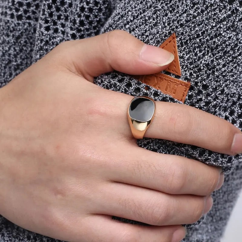 Black Stainless Signet Ring