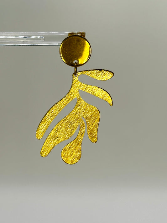 Goddess Leaf Raw Brass Earrings
