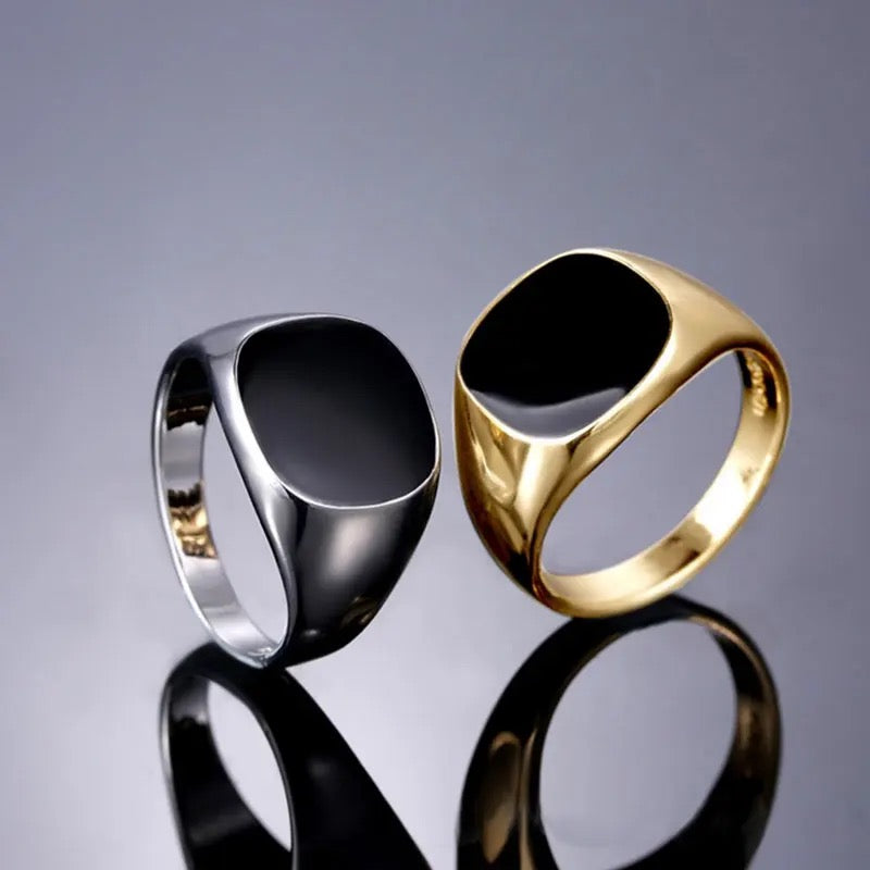 Black Stainless Signet Ring