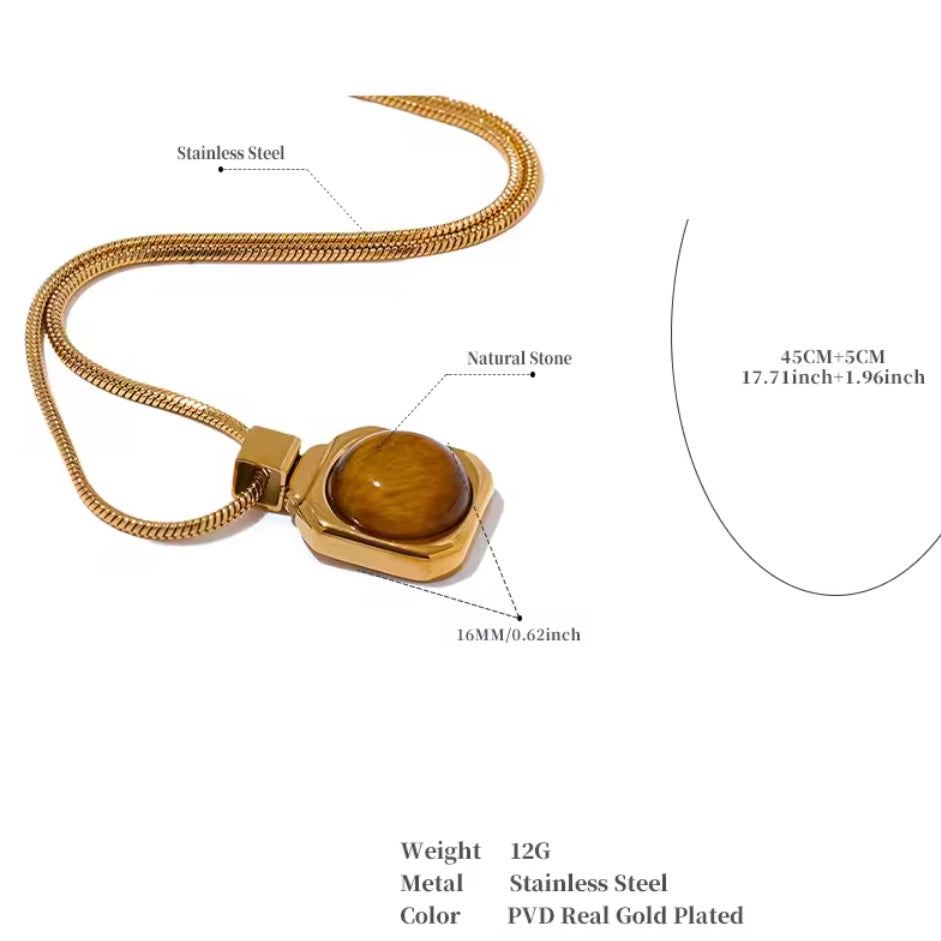 Tigers Eye Bezel Necklace