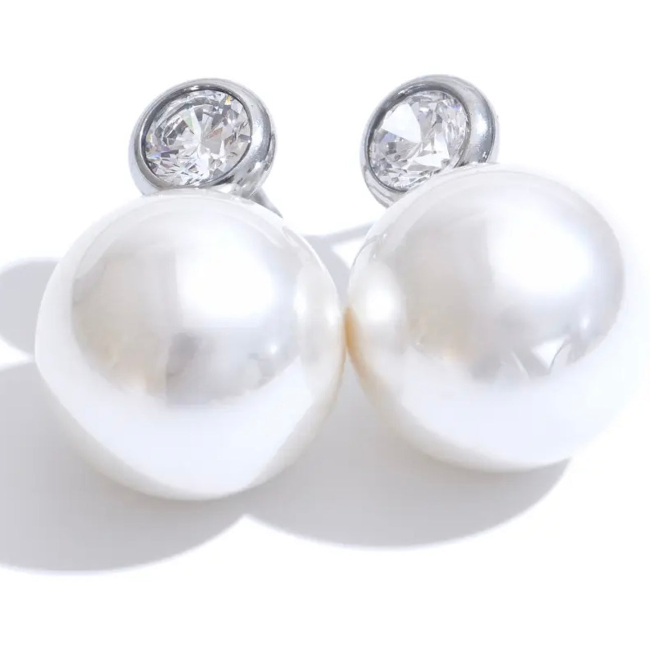 Large Pearl Cz Studs