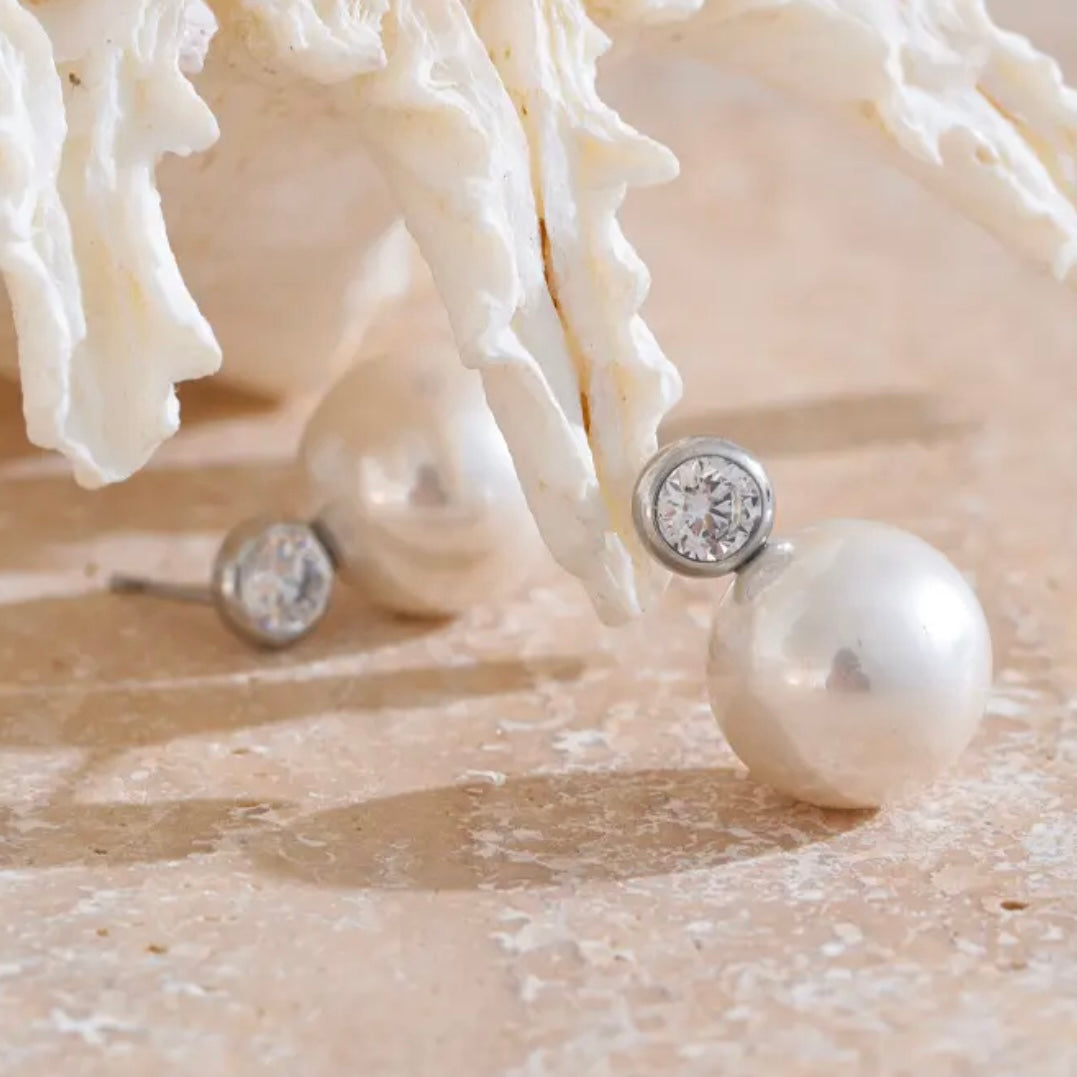 Large Pearl Cz Studs