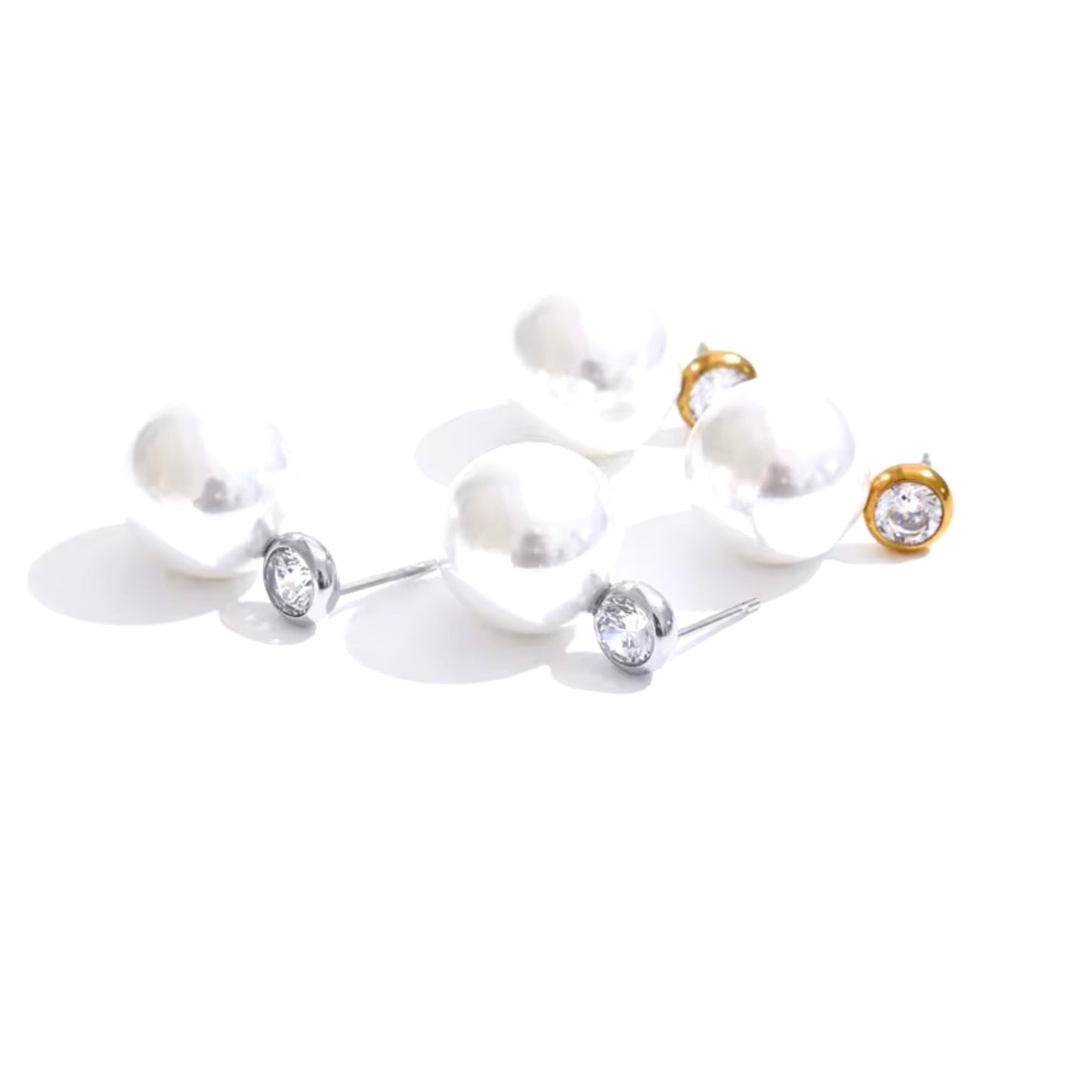 Large Pearl Cz Studs