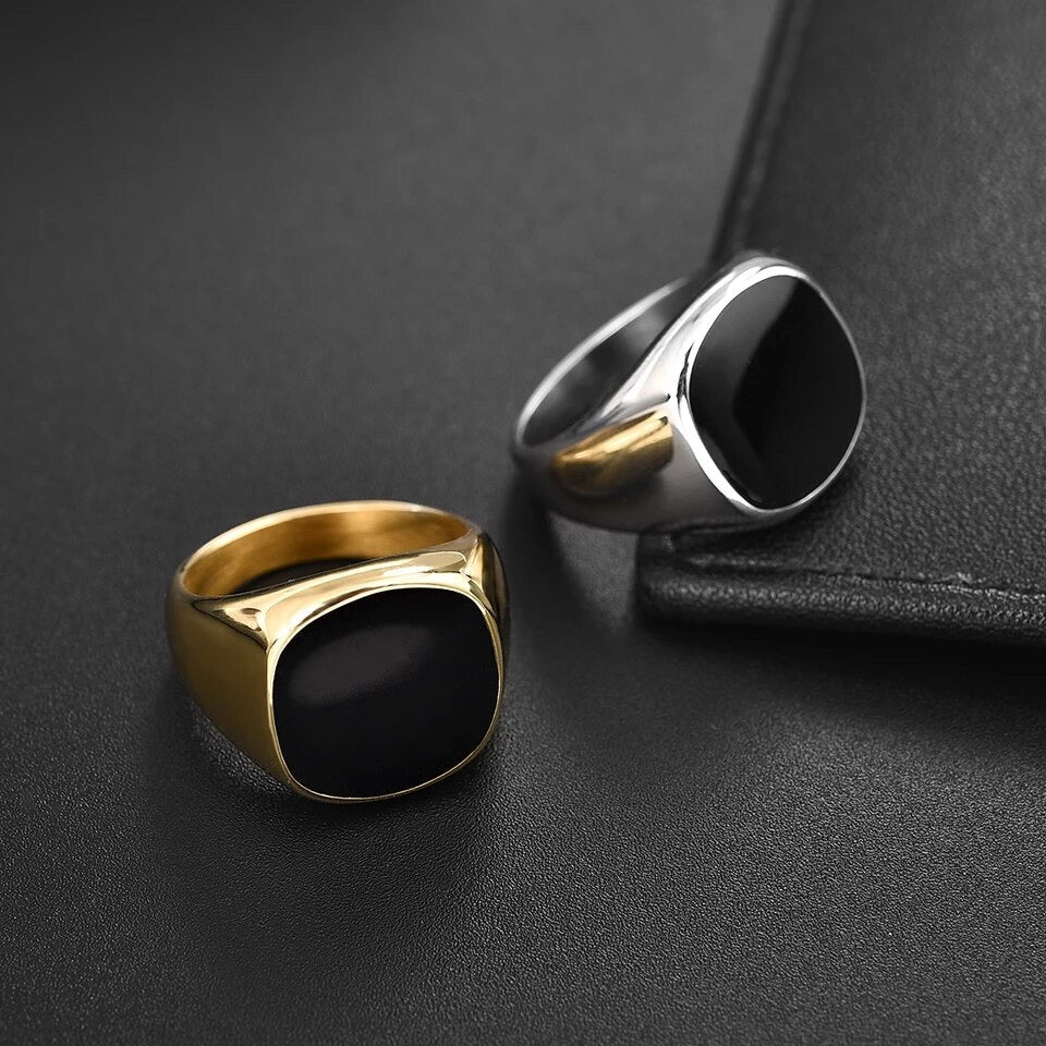 Black Stainless Signet Ring