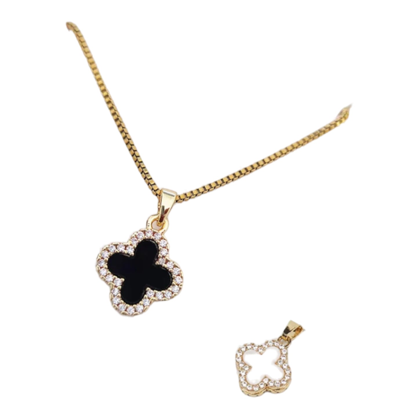 Four Leaf Clover Double Sided Necklace