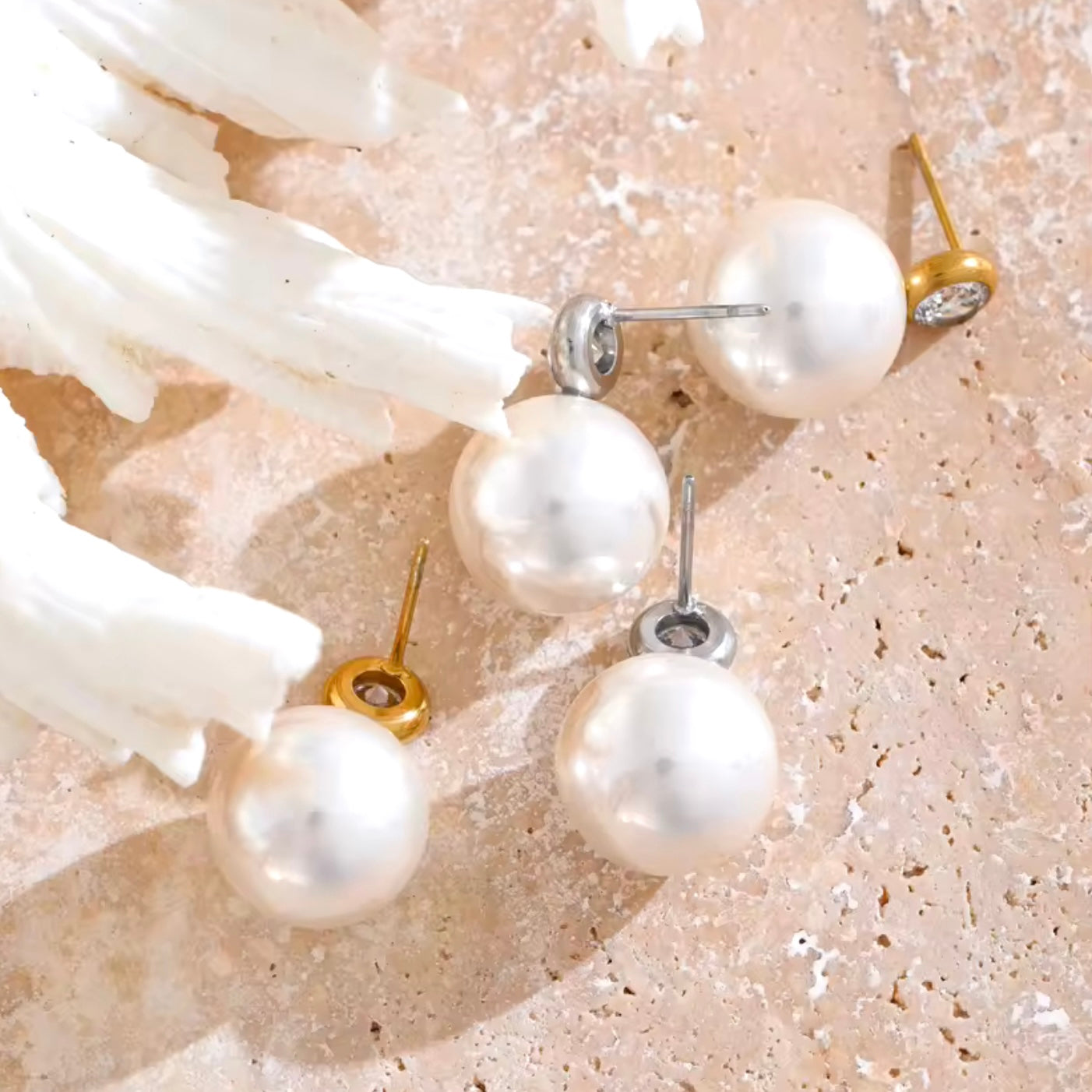 Large Pearl Cz Studs