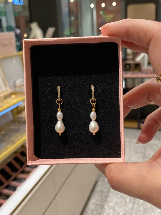 Eva Pearl Crystal Hoops