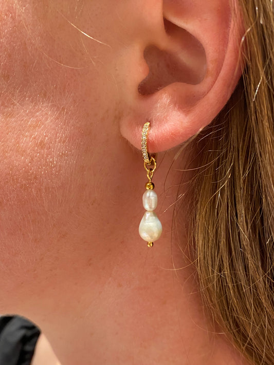 Eva Pearl Crystal Hoops