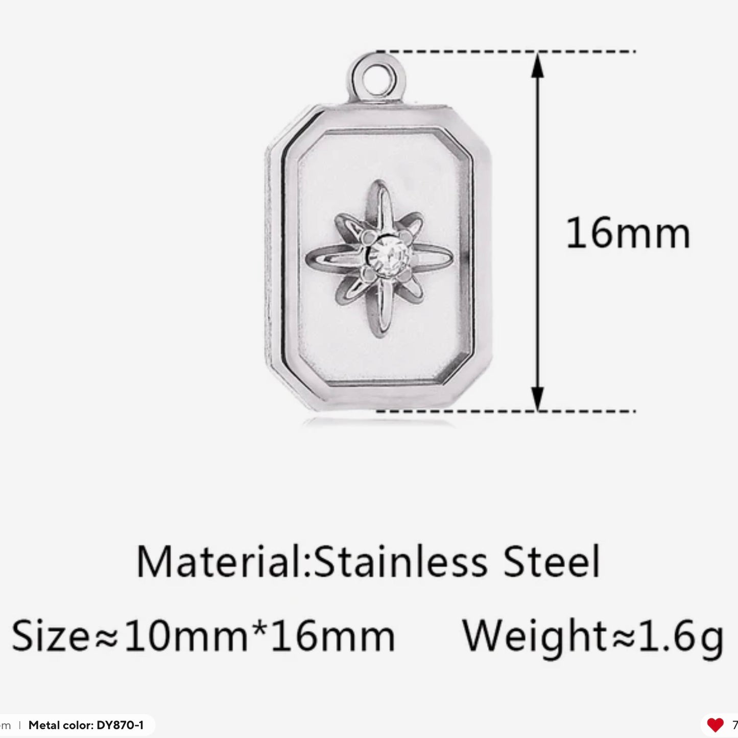 North Star Rectangular Charm