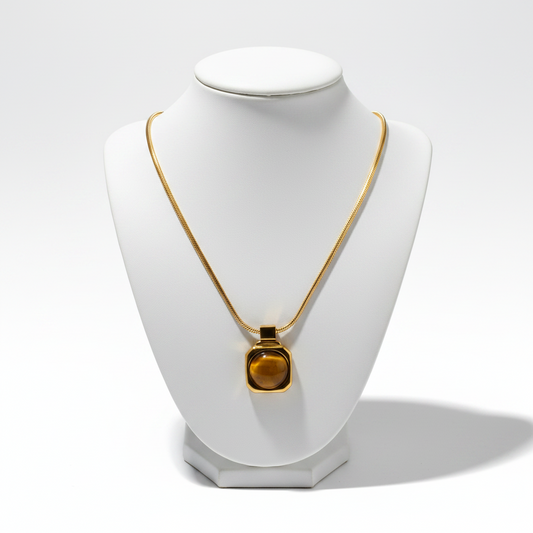 Tigers Eye Bezel Necklace