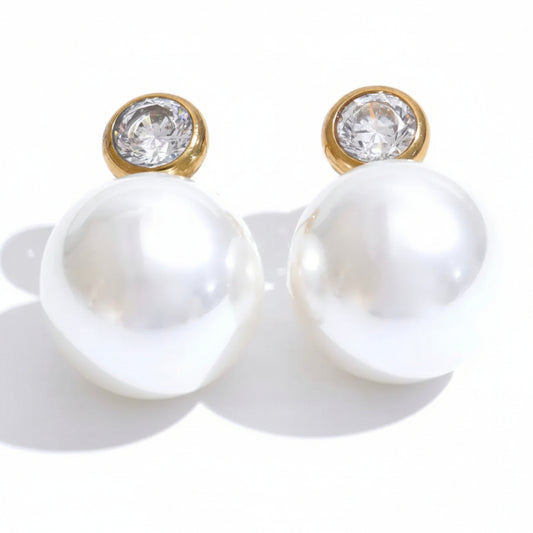 Large Pearl Cz Studs