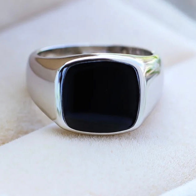 Black Stainless Signet Ring