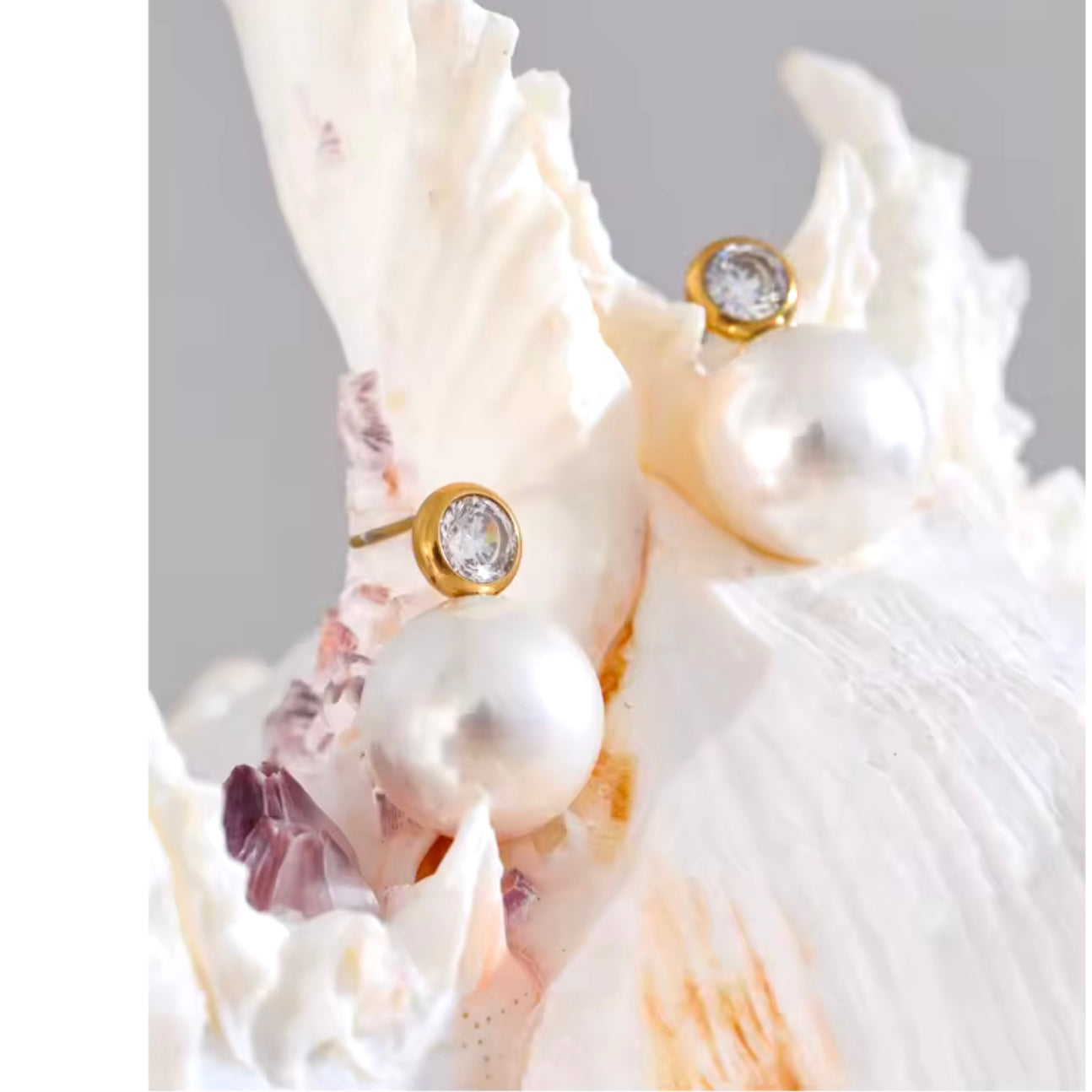 Large Pearl Cz Studs