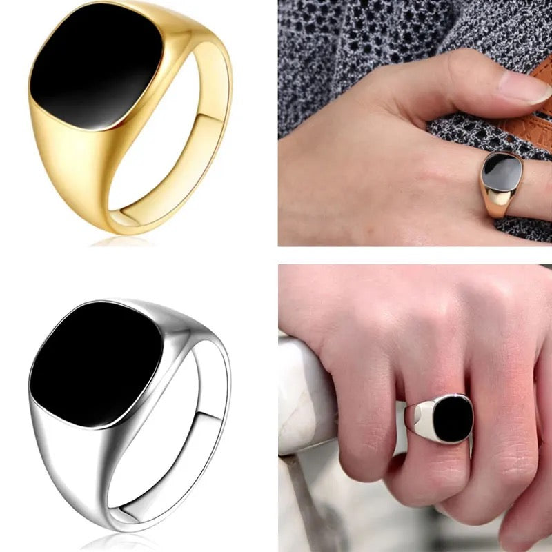 Black Stainless Signet Ring