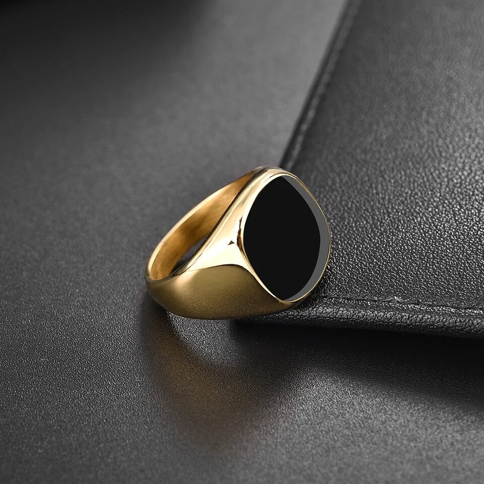 Black Stainless Signet Ring