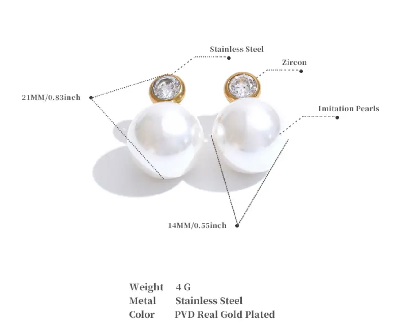 Large Pearl Cz Studs