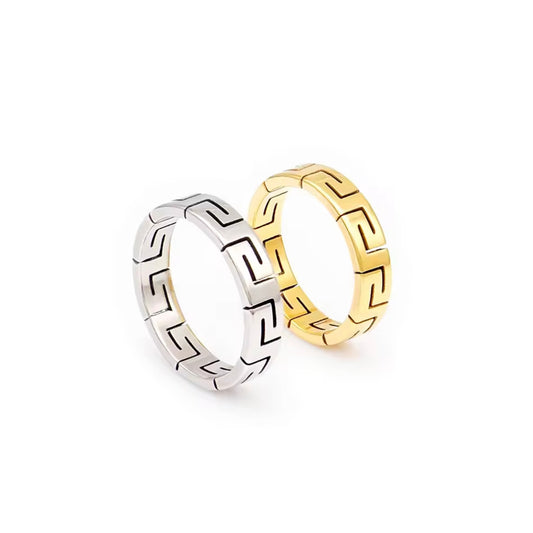 Greek Key Stainless Steel Ring