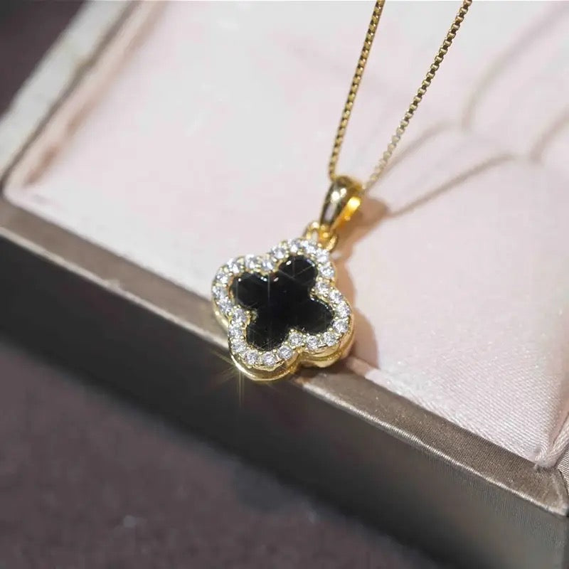 Four Leaf Clover Double Sided Necklace