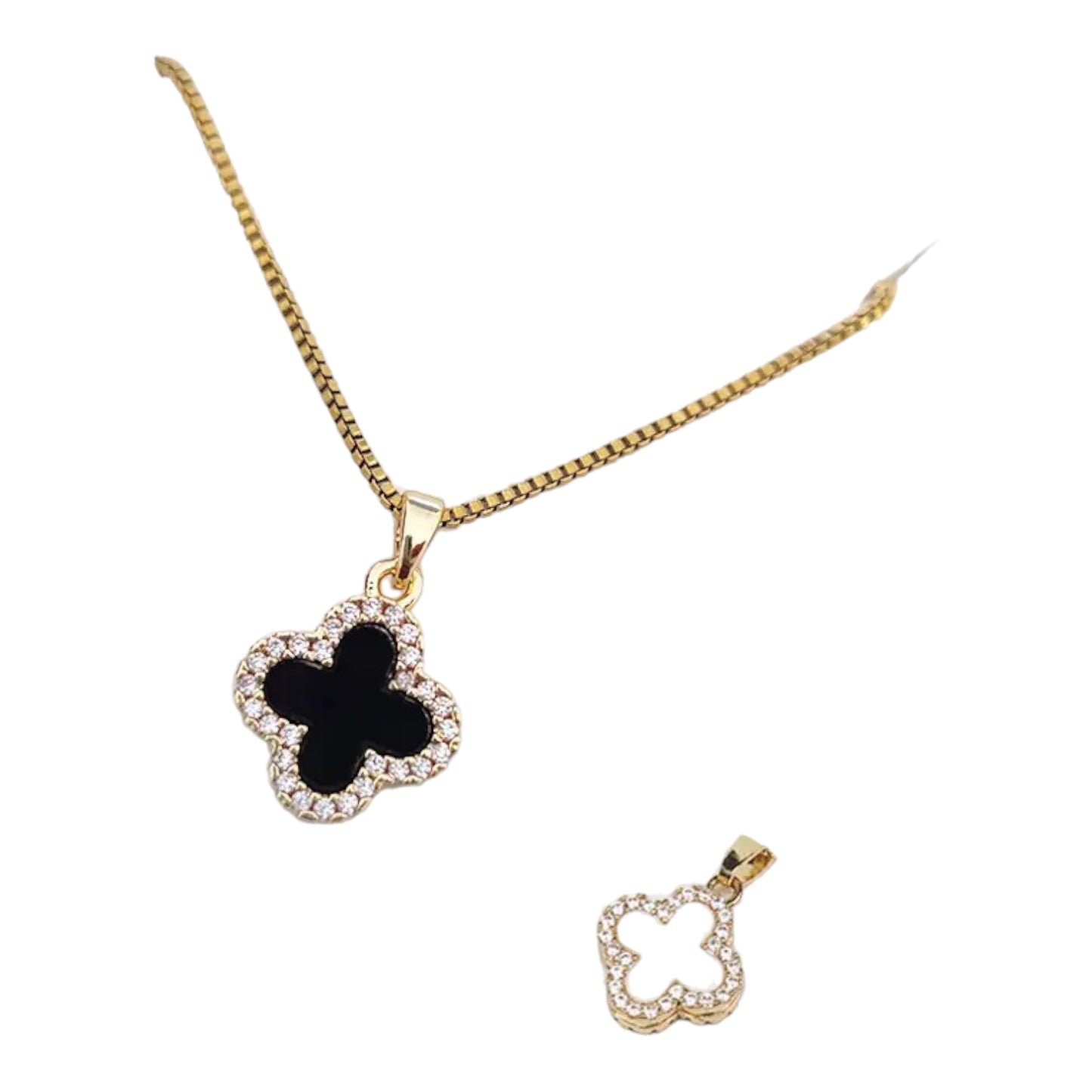 Four Leaf Clover Double Sided Necklace