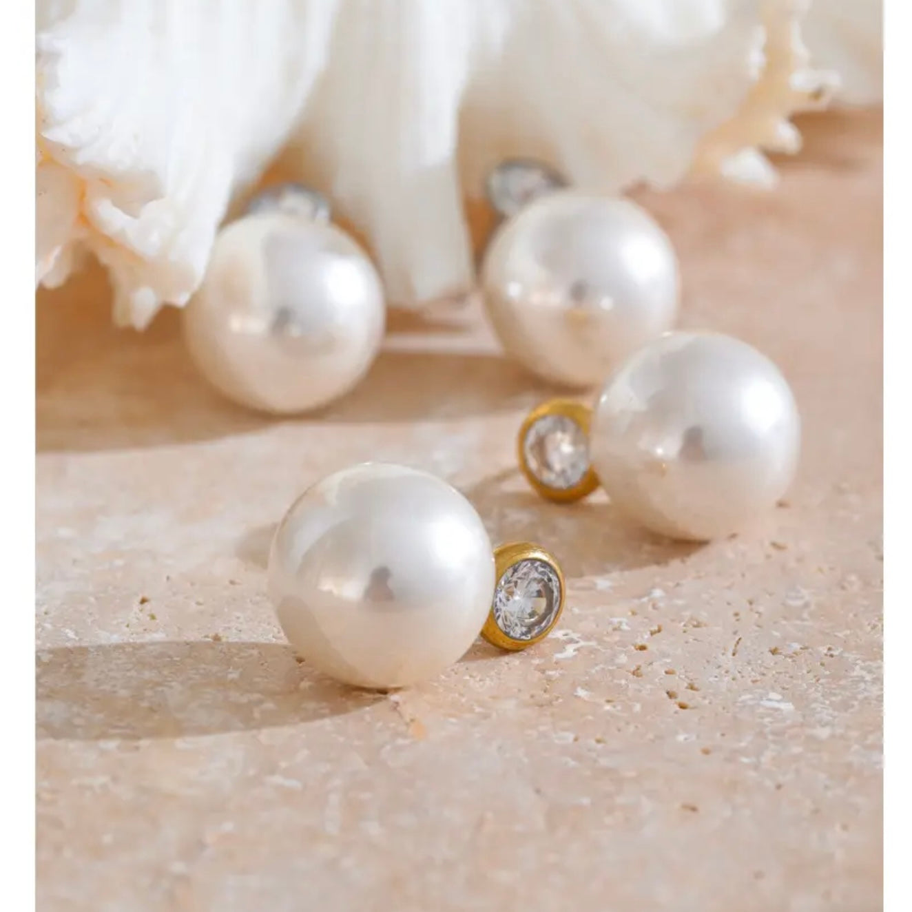 Large Pearl Cz Studs