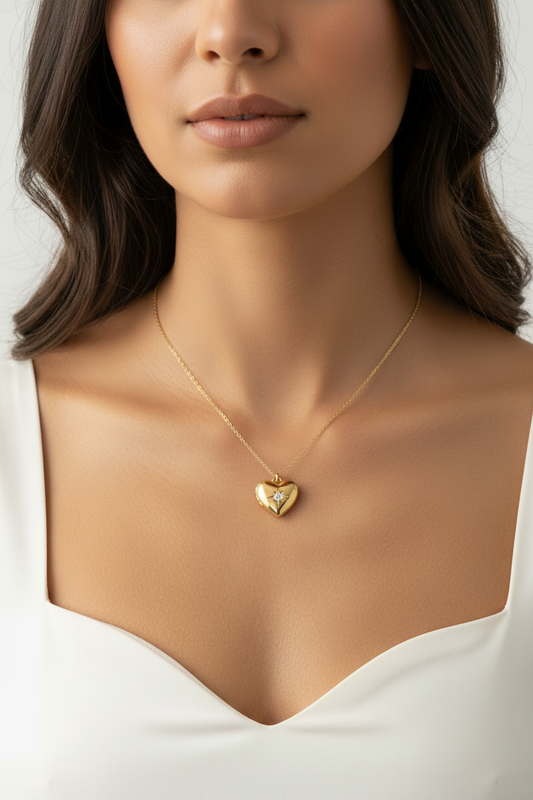 Crystal Puff Heart Charm