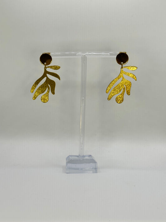 Goddess Leaf Raw Brass Earrings