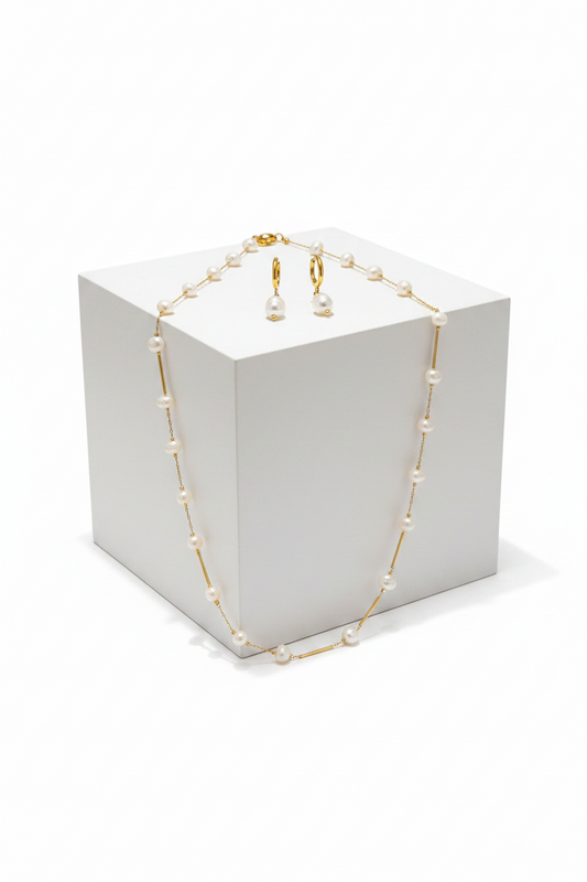 Pearl Necklace and Earring Set