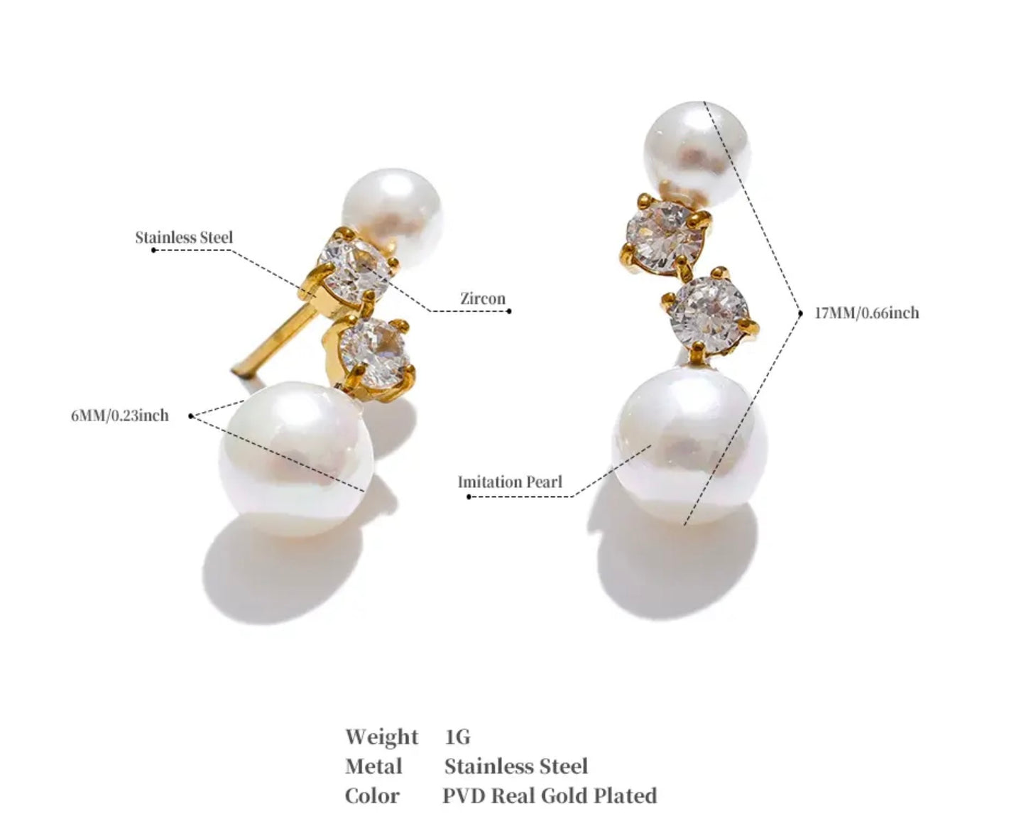 Pearl Cz Earrings