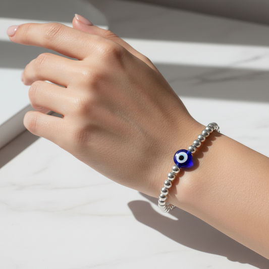 ‘Hera’ Eye of Protection Silver Bracelet #100