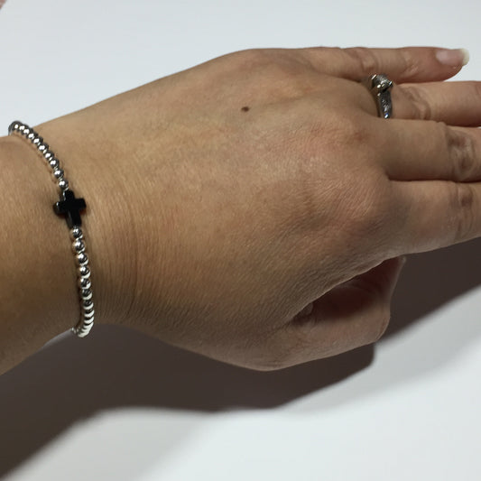 Hematite Mini Cross Bracelet #GB002