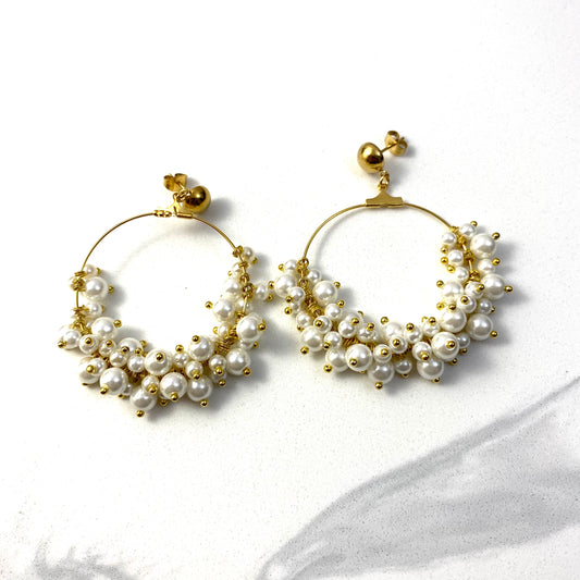 ‘Clio’ Beaded Pearl Earrings #298