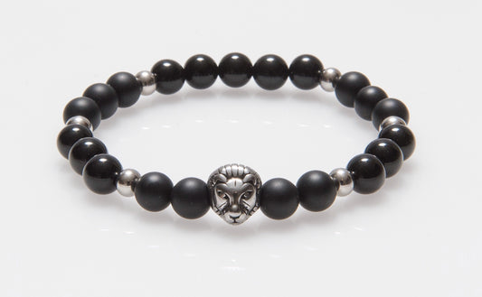 Stainless Steel Lion Matte Agate