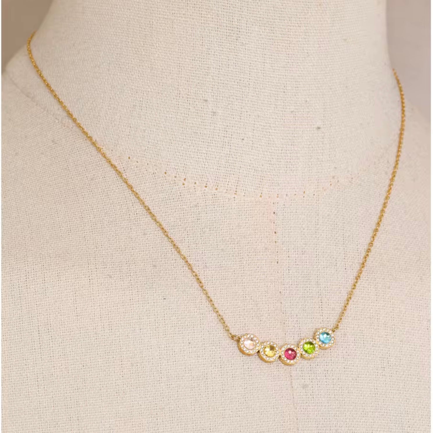Multi Coloured Crystal Bead Necklace