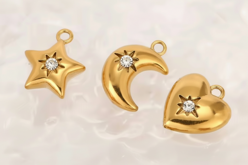 Crystal Puff Heart Charm