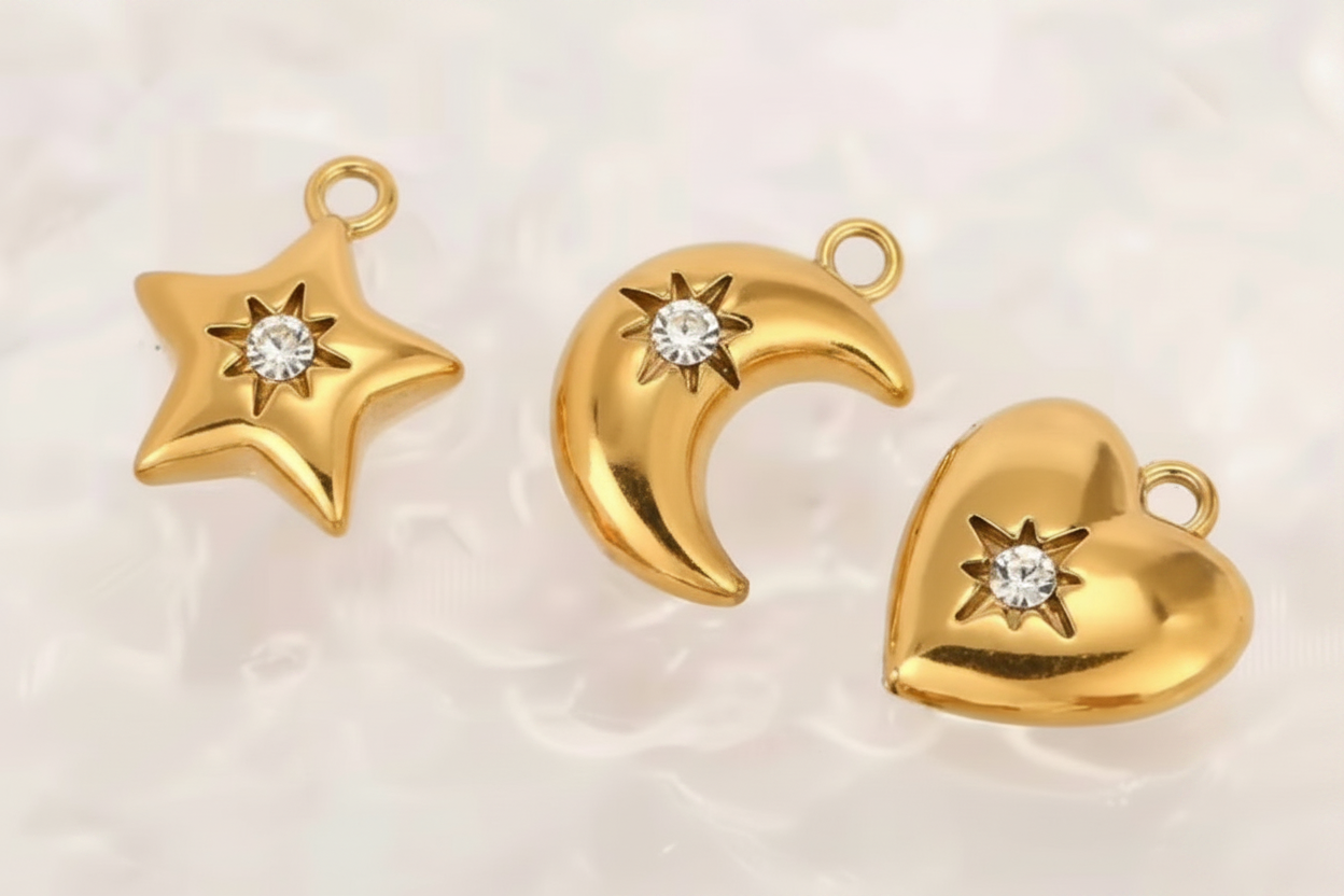Crystal Puff Heart Charm