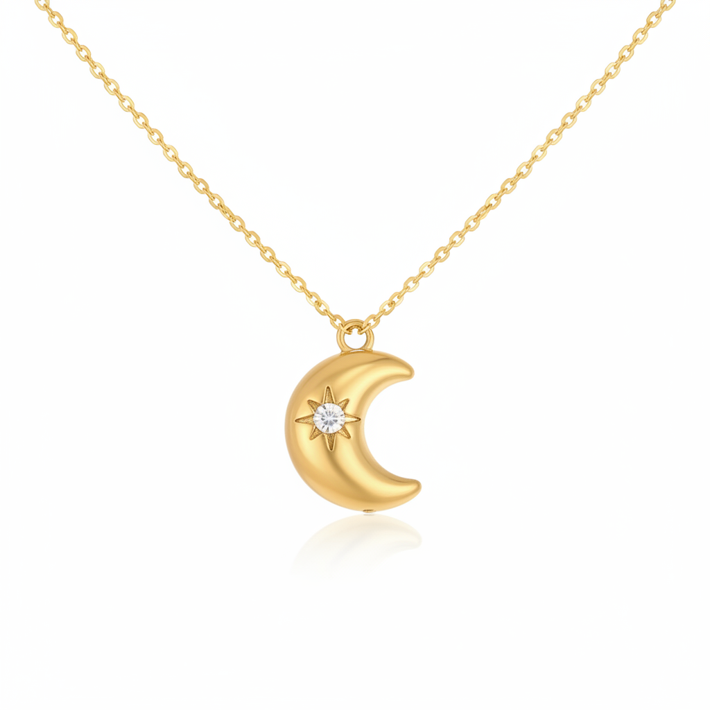 Crystal Puff Moon Charm