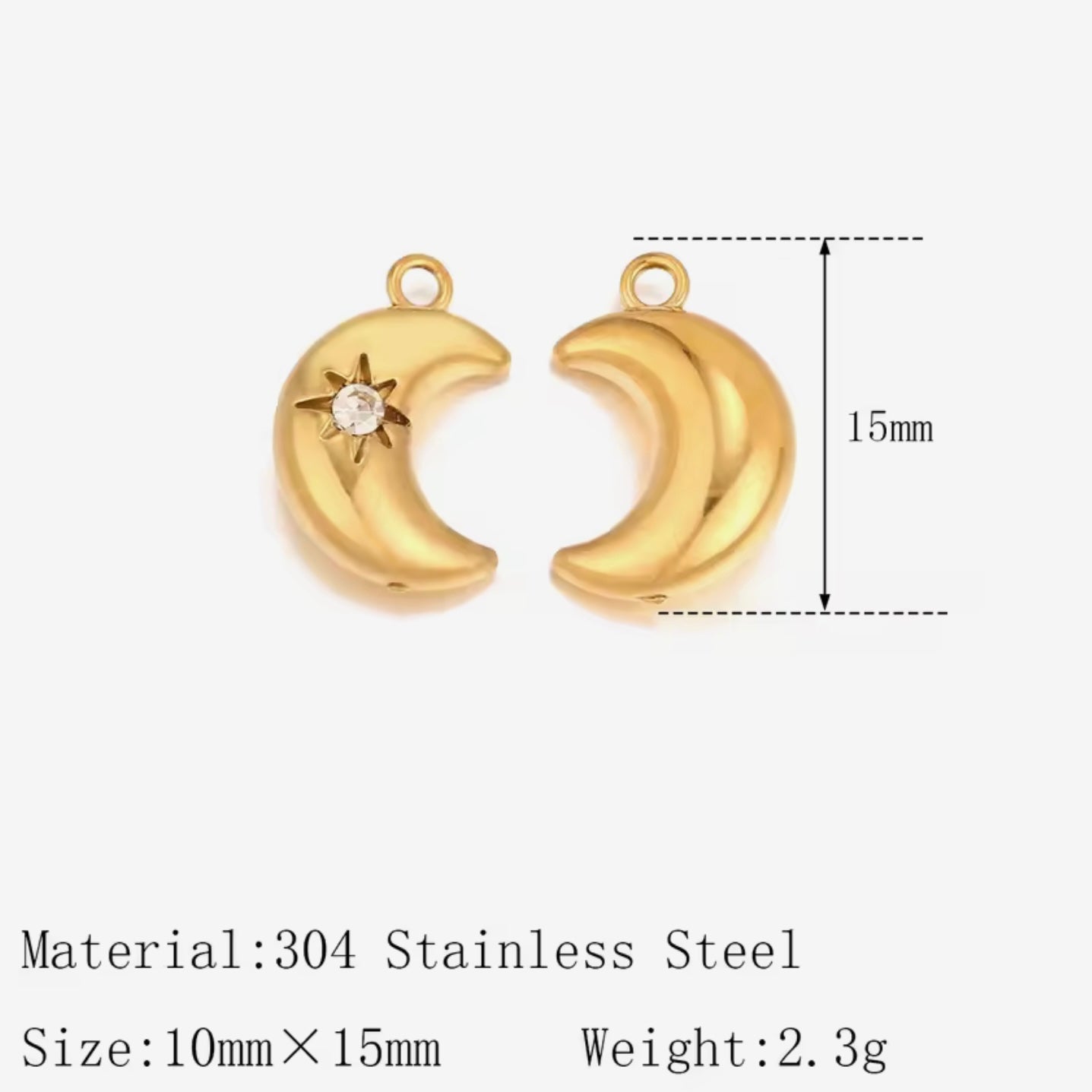 Crystal Puff Moon Charm