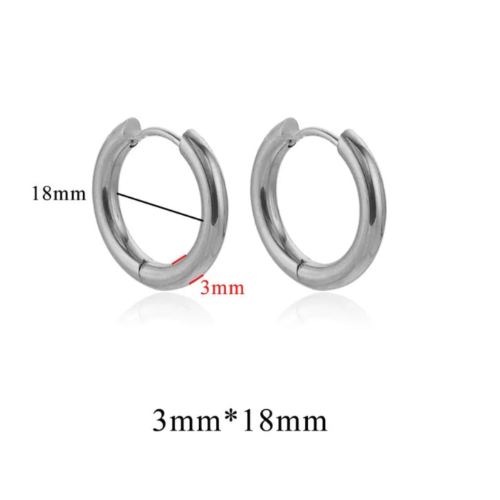 Stainless Steel 3mm Thick Hoops Sleepers