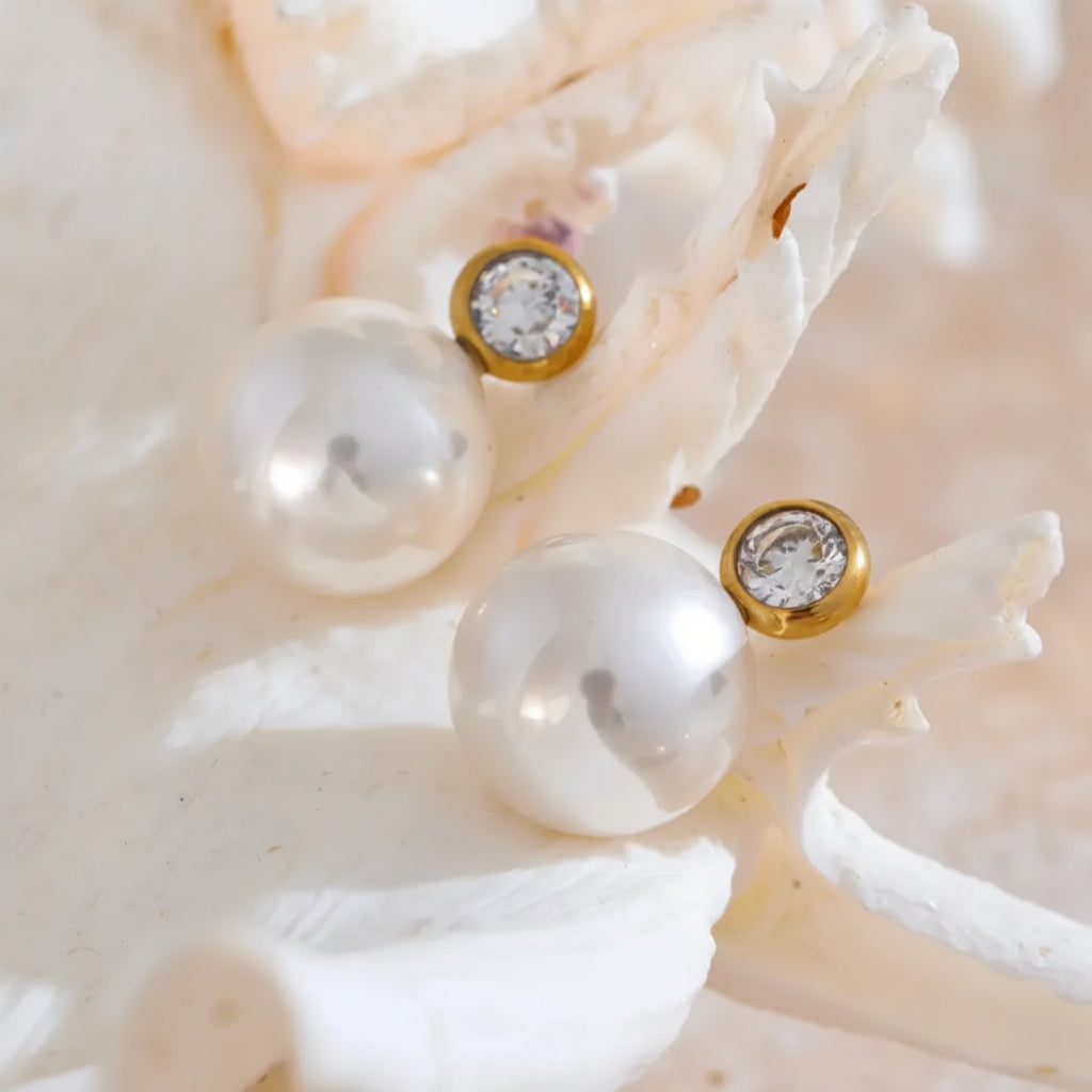 Large Pearl Cz Studs