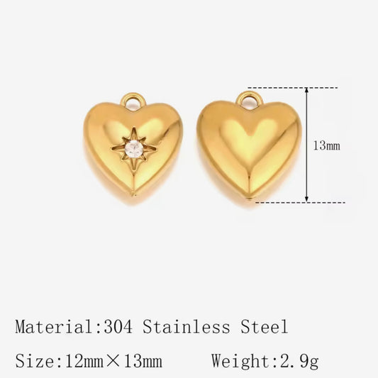 Crystal Puff Heart Charm