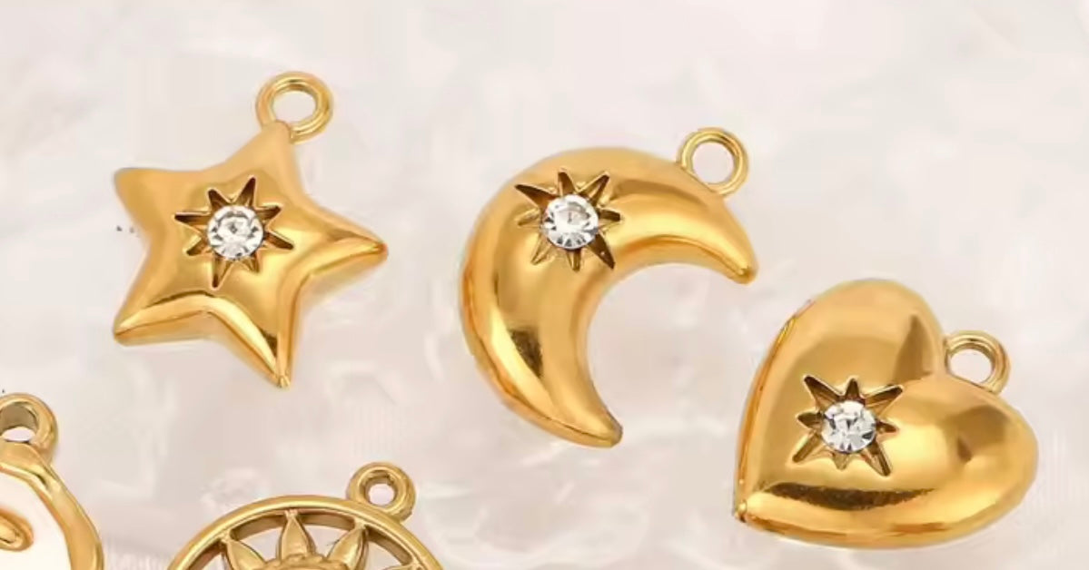 Crystal Puff Moon Charm