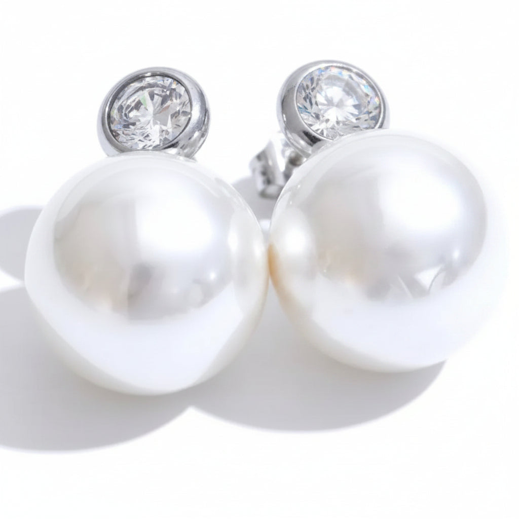 Large Pearl Cz Studs