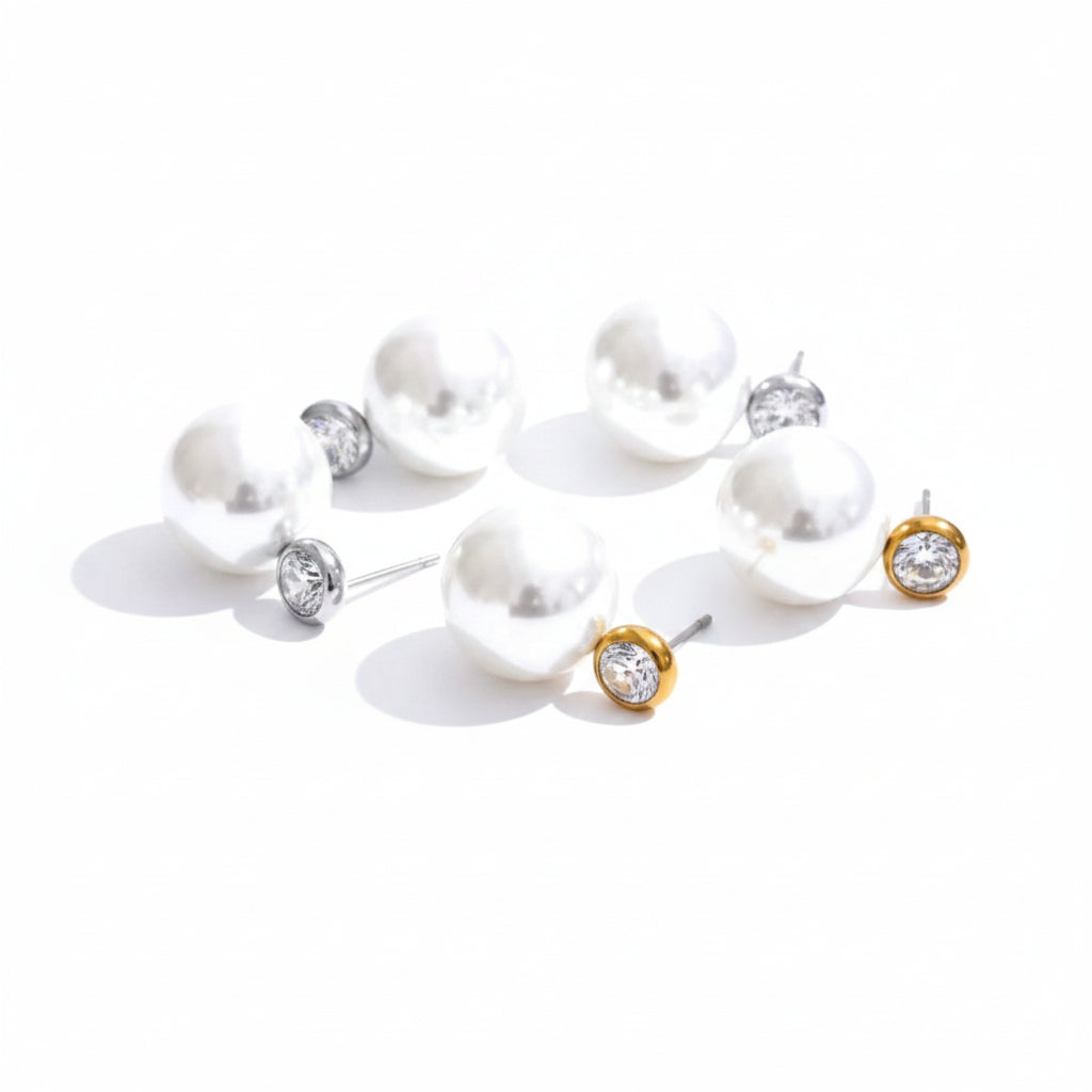 Large Pearl Cz Studs