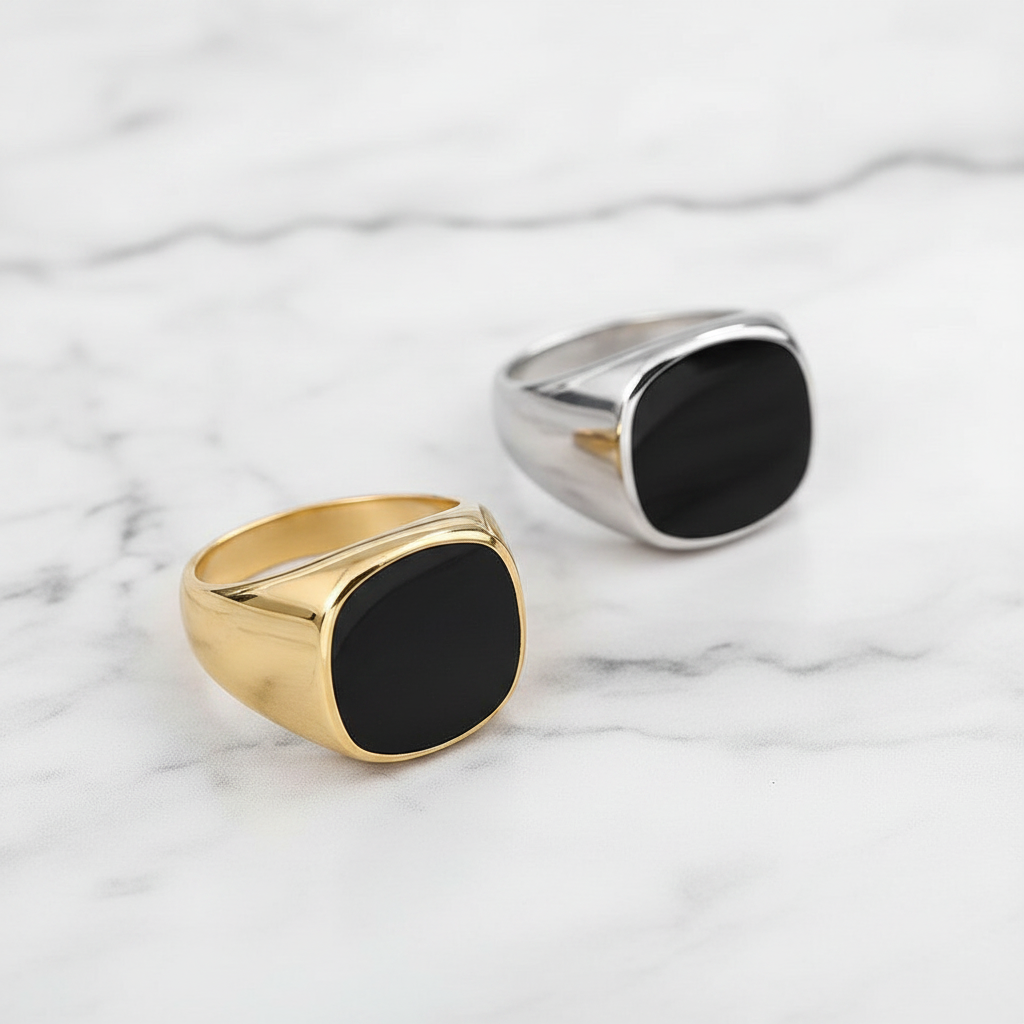 Black Stainless Signet Ring