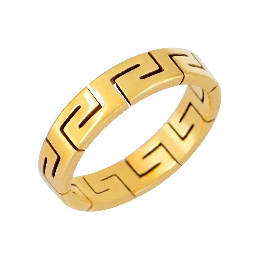 Greek Key Stainless Steel Ring