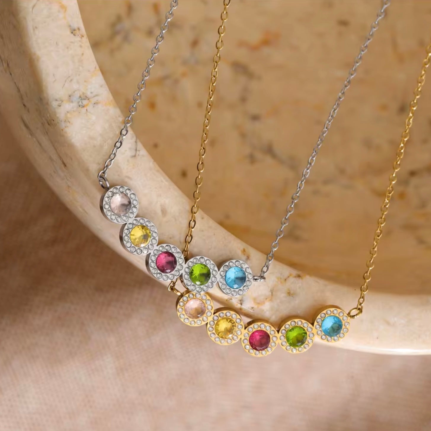 Multi Coloured Crystal Bead Necklace