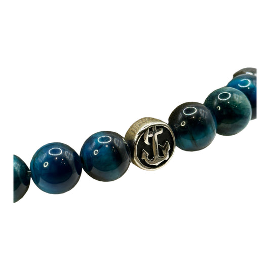 Anchor Blue Tigers Eye Bracelet