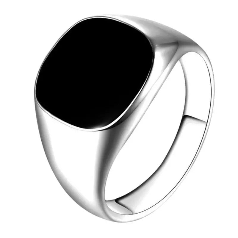 Black Stainless Signet Ring