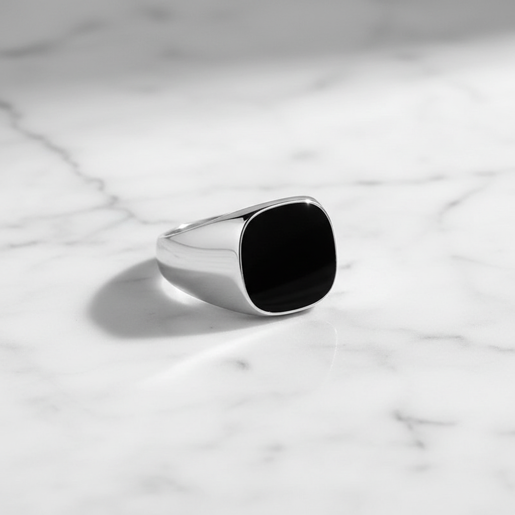 Black Stainless Signet Ring