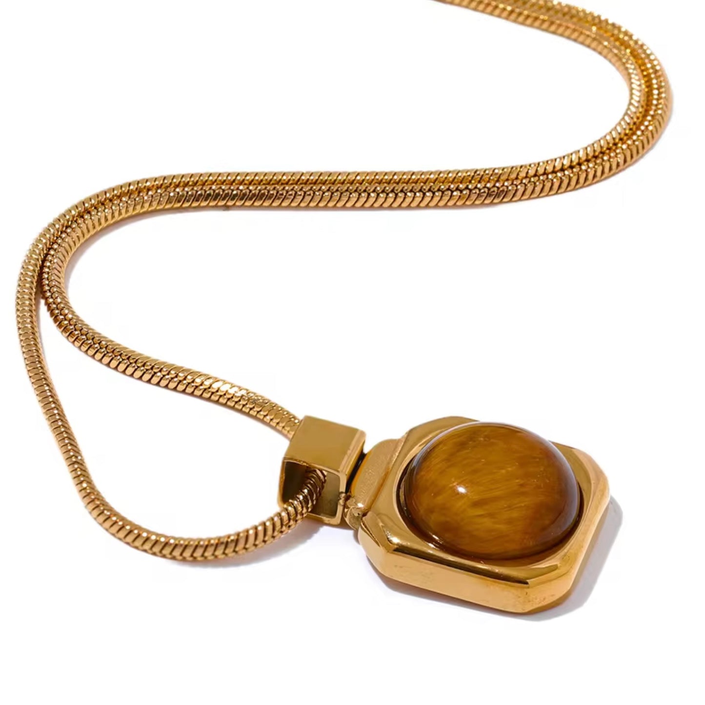 Tigers Eye Bezel Necklace